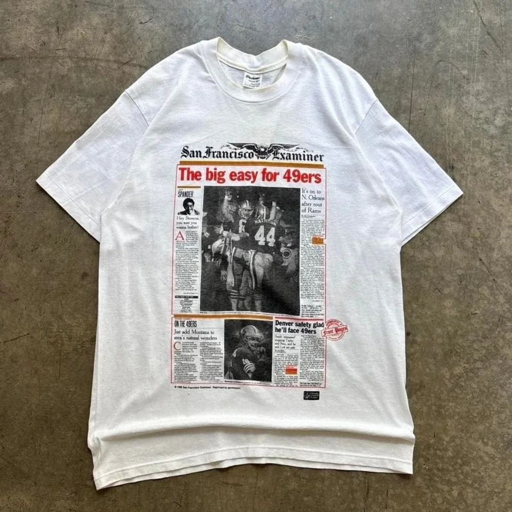 Vintage‎ 90's San Fransisco 49ers Football Newspaper Shirt Size Large